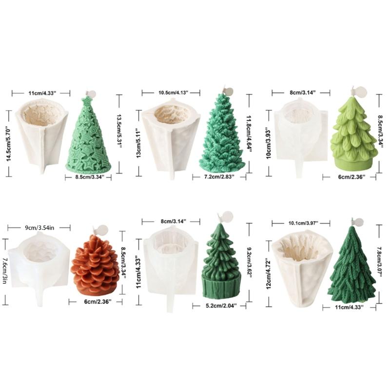 Christmas Tree Candle Molds Pine Cone Silicone Mould Scented Candle Casting Molds Plaster Molds for Home Decorations