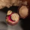 Camellia Ring Super Flash Opening Adjustable Golden Branches and Jade Leaves Rose Temperament Flower Ring