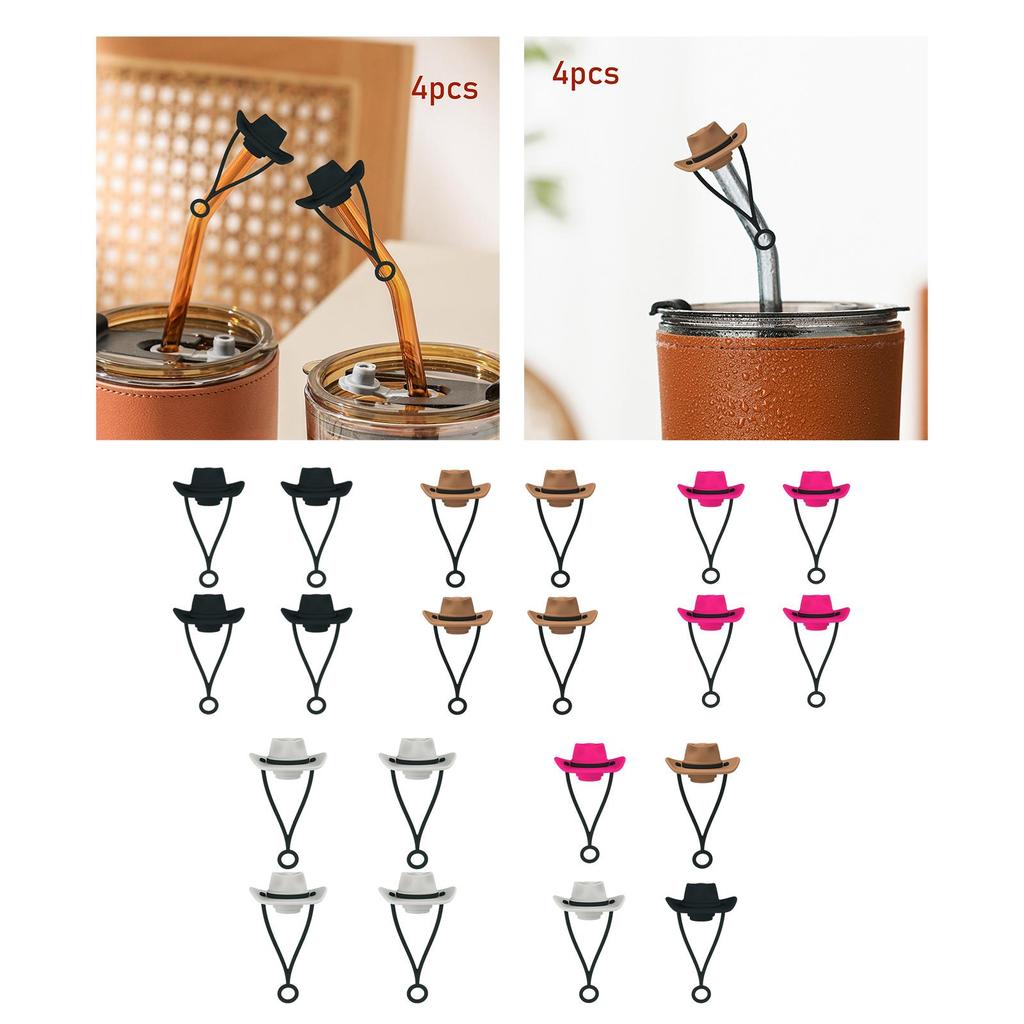 4 Pieces Cowgirl Hat Straw Ornament Cowboy Hat Straw Caps Decorations Straw