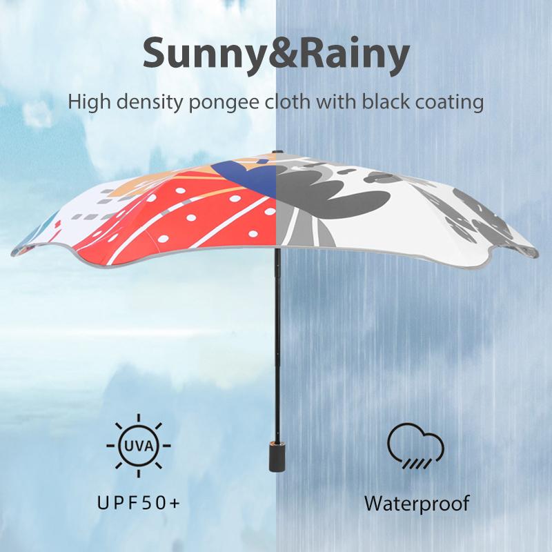 Summer Cute Umbrella Kids Windproof 6K Safe Filler Edge Folding Sun Umbrella UV Protection Designer Fold Rain Umbrella for Girls