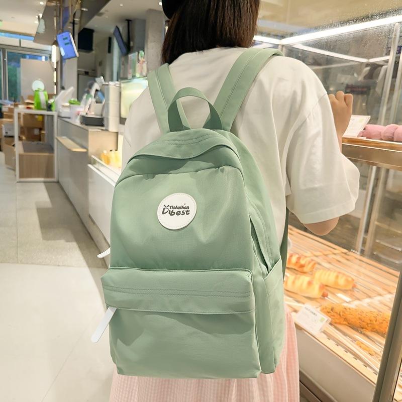 Women's Schoolbag Lightweight Backpack College Style High School Student Solid Color Backpack