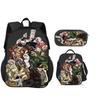 JoJo's Bizarre Adventure 3er Set Rucksack Federmäppchen Eisbeutel Langlebig Trendig Vielseitig Schuljunge und Mädchen Geburtstag Bestes Geschenk