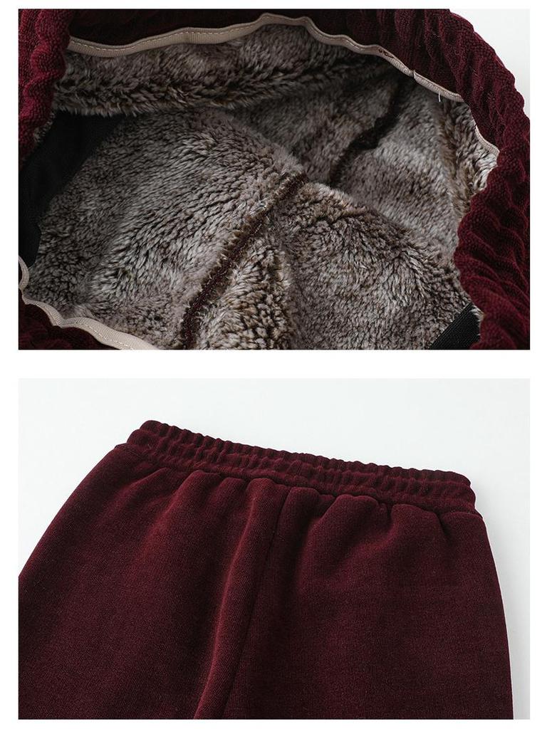 Mom's Stylish Fleece-Lined Winter Pants: Elastic Waist, Straight-Leg, 2025 Style for Mid-Aged and Elderly Women, 50+