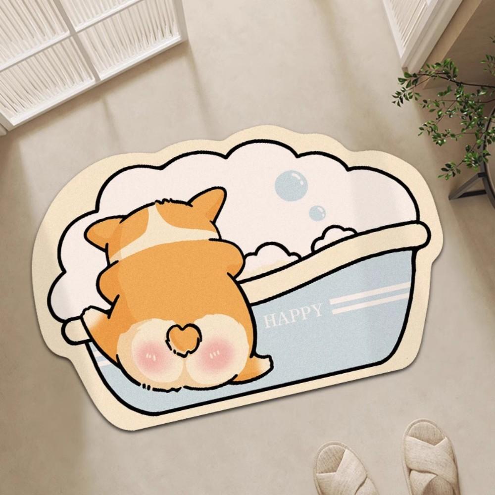 Striped Dog Silicofluorite Decorative Carpet Anti-slip Water Absorbing Entrance Hall Bathroom Home Decoration