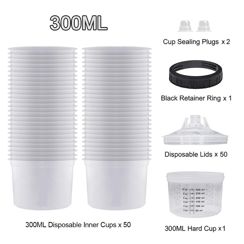 50ks/Sada Stříkací pistole Míchací kelímek na barvu H/O Rychlý kelímek Nádržka stříkací pistole 160ML/300ML/600ML Jednorázový kelímek na barvu