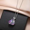 Exquisite Fashion Creative Multicolor Heart Shape Crystal Necklace Colorful Rhinestone Butterfly Ladies Banquet Jewelry Couple