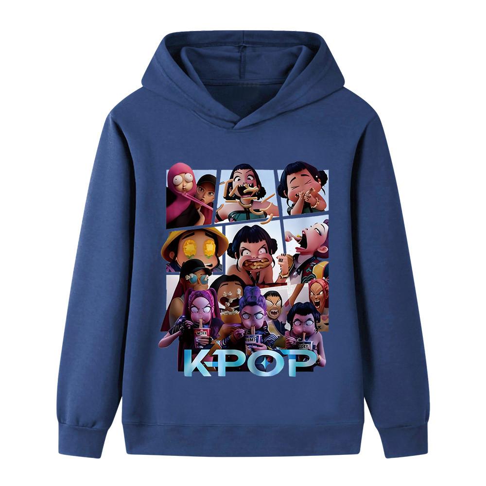 B1237 Kids Boys Girls Kpop Rumi Zoey Mira Print Long Sleeves Hoodie