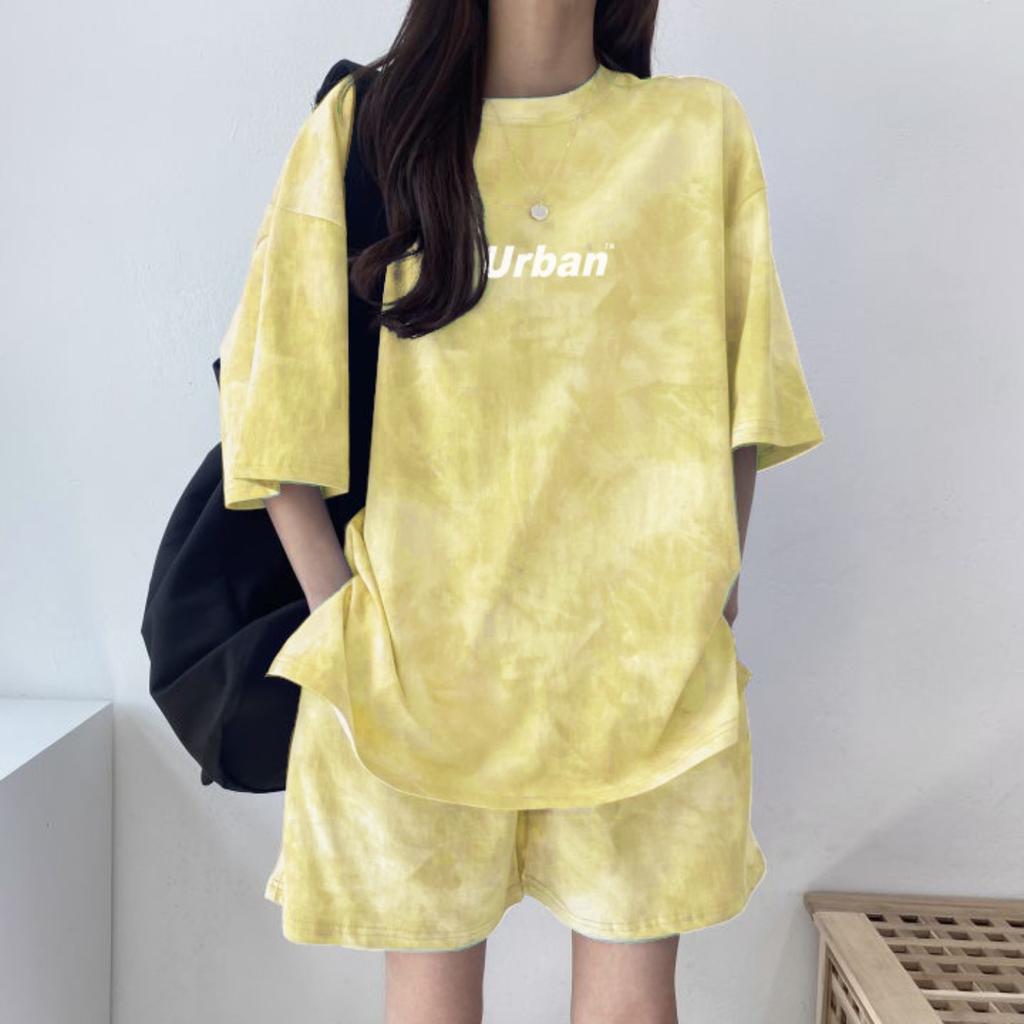 Women's Loose Fit Two Piece Tracksuit Short Sleeve T-Shirt High Waist Shorts Set