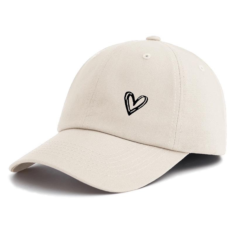 

1 Pc Heart Print Baseball Cap,Classic Casual Stylish Vintage Soft Sweatband Lightweight Sun Protection Versatile Vintage Dad Hat Adjustable бежевый