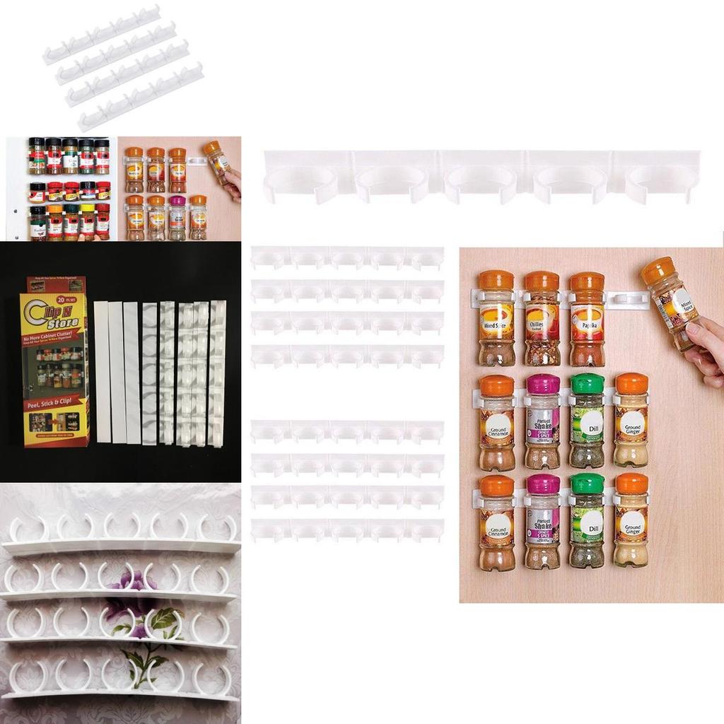 N 4pcs Clip Store Home Kitchen Stick Spice Wall Rack Storage Organizer Grippe