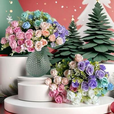 Xiangfei Rose Artificial Flower Hand-tied Bouquet - Desktop Ornament, Gift, Decoration, Wedding Supplies & Photography Prop
