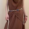 Vintage ethnic wind wood bead woven fringed waist chain bohemian belt clothing