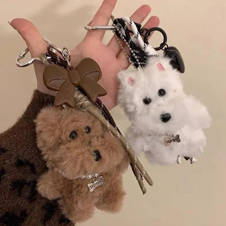 Plush West Highland Terrier Keychain With Creative Animal Design For Gifts And Accessories
