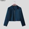 INCERUN Men Casual Lapel Neck Long Sleeve Zipper Up Velvet Jackets Coats
