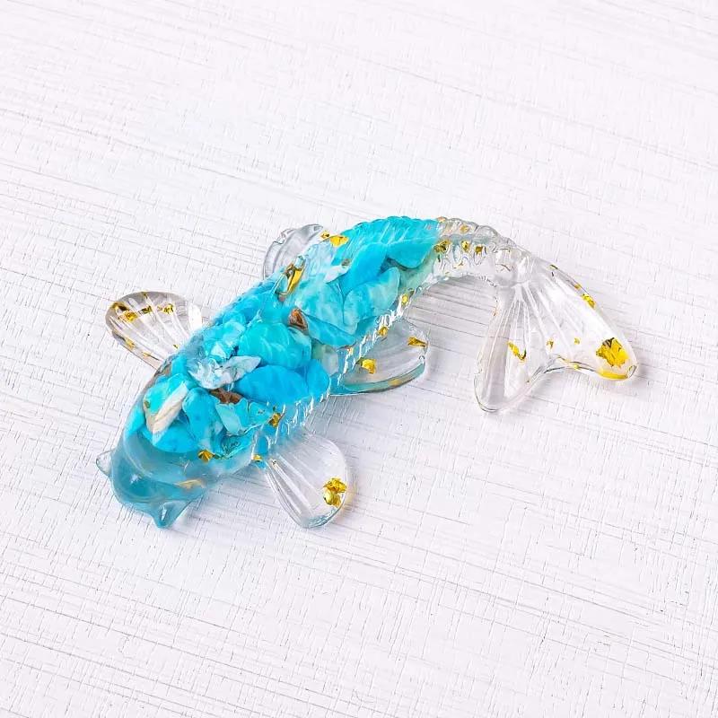 1pc Natural Crystal Crushed Stone Koi Fish Figure Ornament Drip Gel Small Goldfish Gifts Desktop Beautiful Jewelry