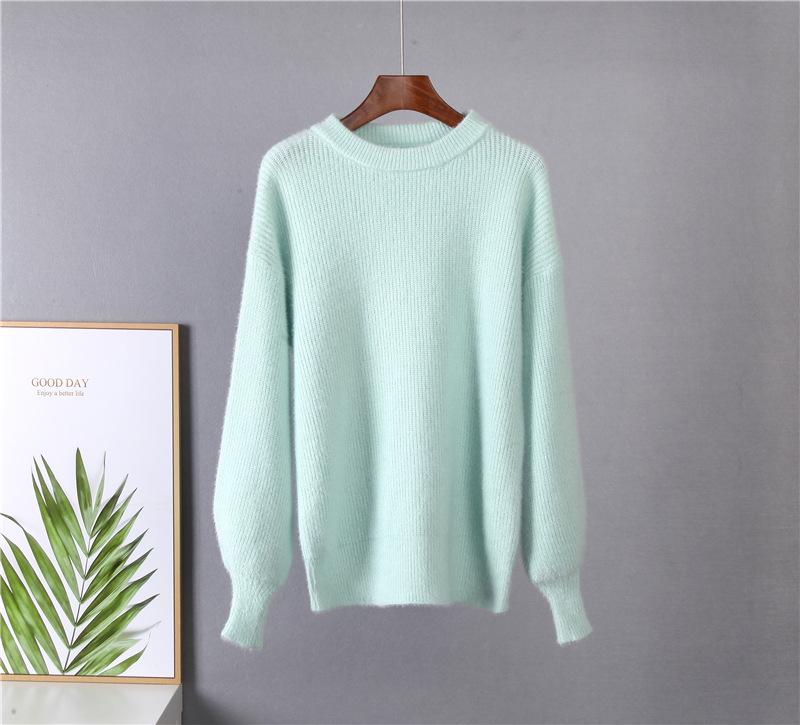 Autumn Winter Faux Mink Loose Knit Sweater - European American Style for Women