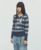 CAVISH W U Neck Striped Star Knit Hoodie Navy(Cv2Fffk601A)