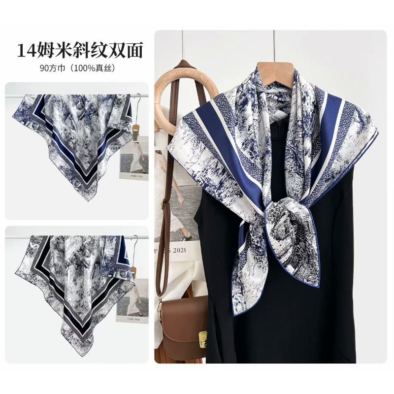 Silk twill 14 mmi large silk scarf women's fashion versatile high-end mulberry silk square scarf light luxury versatile 90 shawl