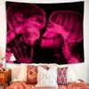 1 Pink X Ray Skeleton Kiss Tapestry 2D Single Print Edgy Durable Tapestry Home Bedroom Dorm Apartment Gothic Romantic Vibe Decor