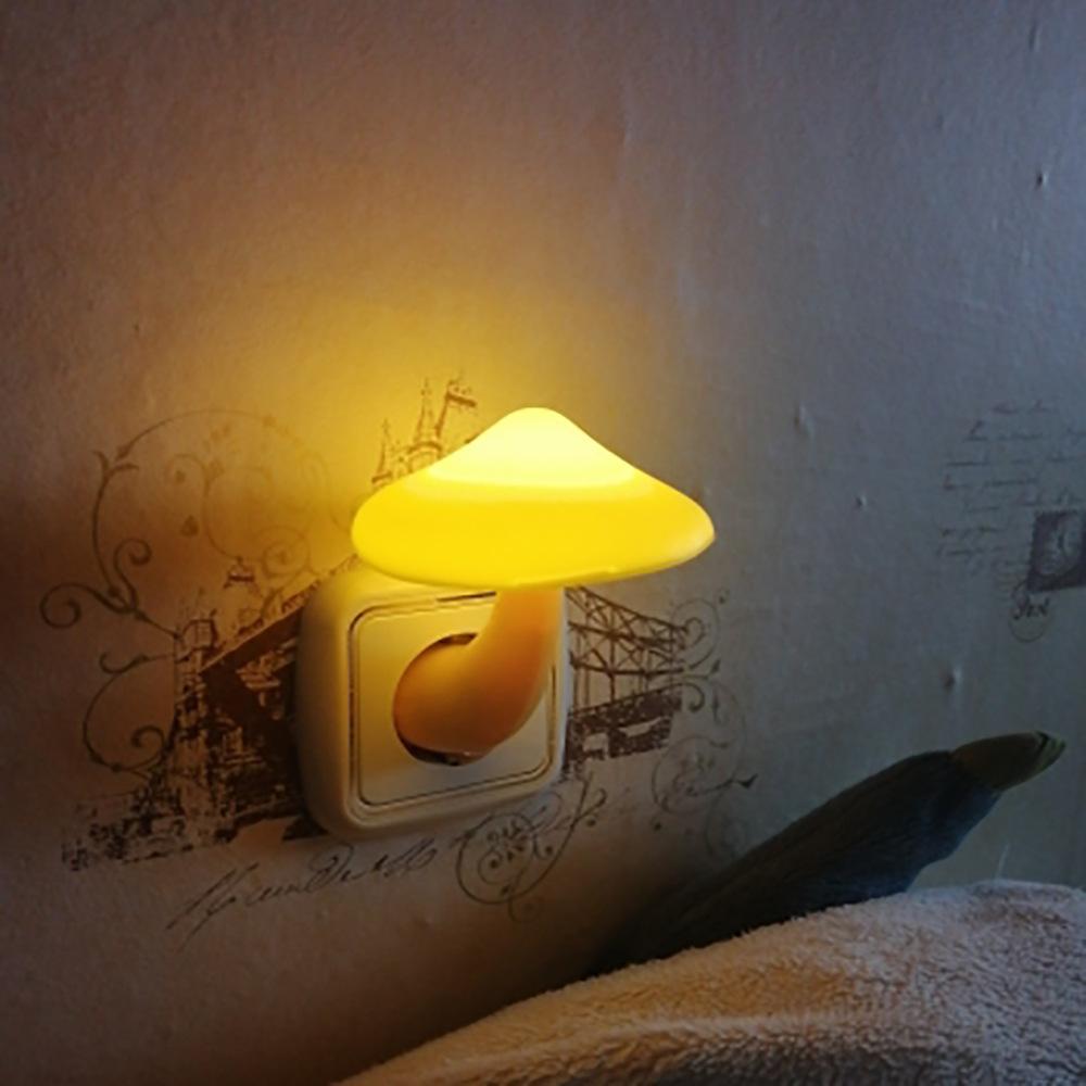 1/3pcs LED Night Light Mushroom Wall Lamp EU Plug Light Control Induction Energy Saving