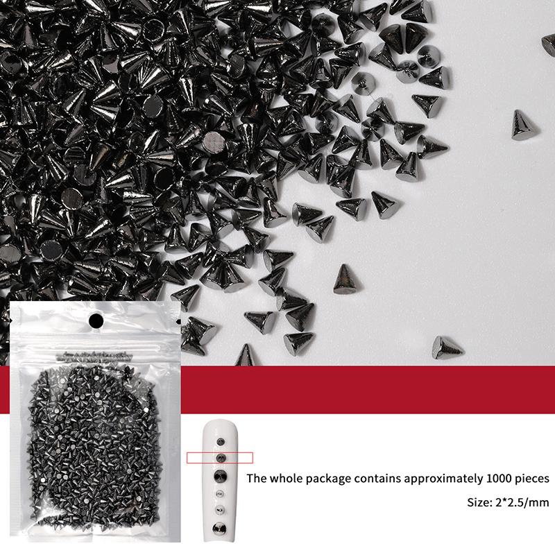 1000Pcs Retro Manicure Charms Punk Metal Rivet Nail Charms 3D Cone Nail Art Studs Stylish Alloy Nails Decoration Accessories