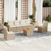 vidaXL 7 Pcs. Garden Sofa Set with Cushions Beige Poly Rattan