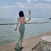 Sexy Babes Wear Atmosphere Suspender Floral Dress Women's Summer Seaside Vacation Waist Halter Hip Wrap Dress