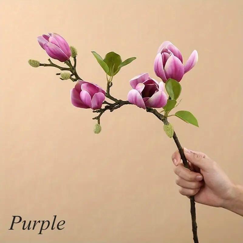 Artistic Plastic Magnolia Flower Decorative Centerpiece Dining Table Entryway Living Room Home Decoration