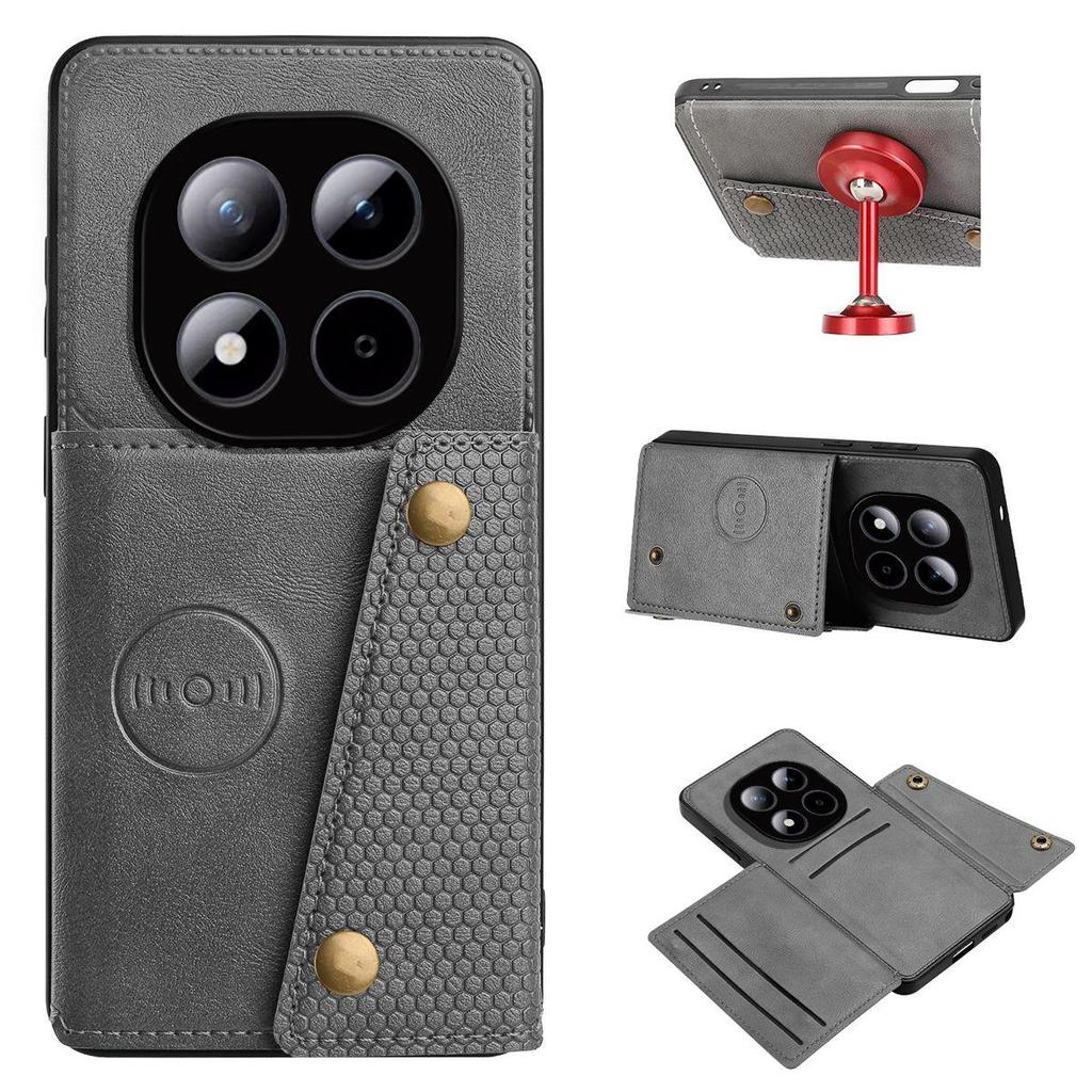 PU Leather Wallet Phone Case for Xiaomi Redmi Note 15 Pro+,15 Pro 5G,POCO M8 Pro 5G Card Slots Dual Metal Button Shockproof Full‑Body Cover