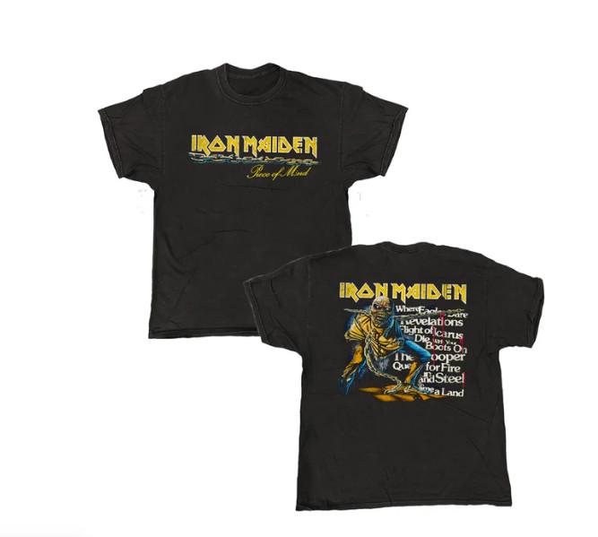 Iron Maiden POM Tracklist Shirt – Vintage Black Band Tour T-Shirt for Fans