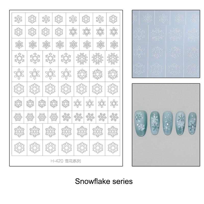 Flocon de neige creux transparent Feux d'artifice Cheval Autocollants pour ongles Pochoir aérographe Année du Cheval Série Nouvel An Décoration Autocollant pour ongles