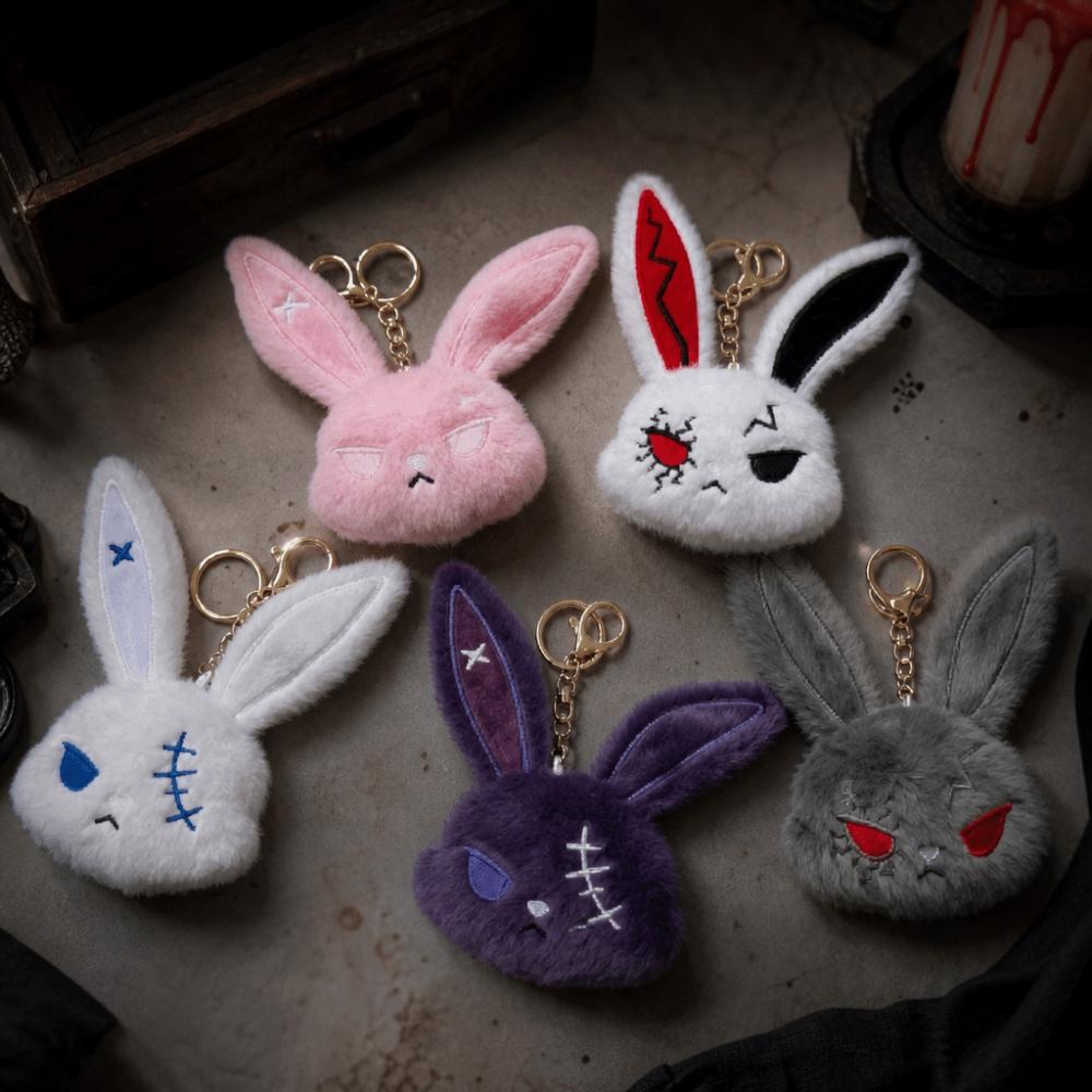 Animal Gothic Bunny Keychain Dark Style Wounded Rabbit Keychain Halloween Key Rings Halloween
