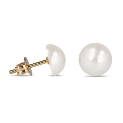 [N7244] - Gold Plated Ivory 'Perla' Earrings - 6 Mm