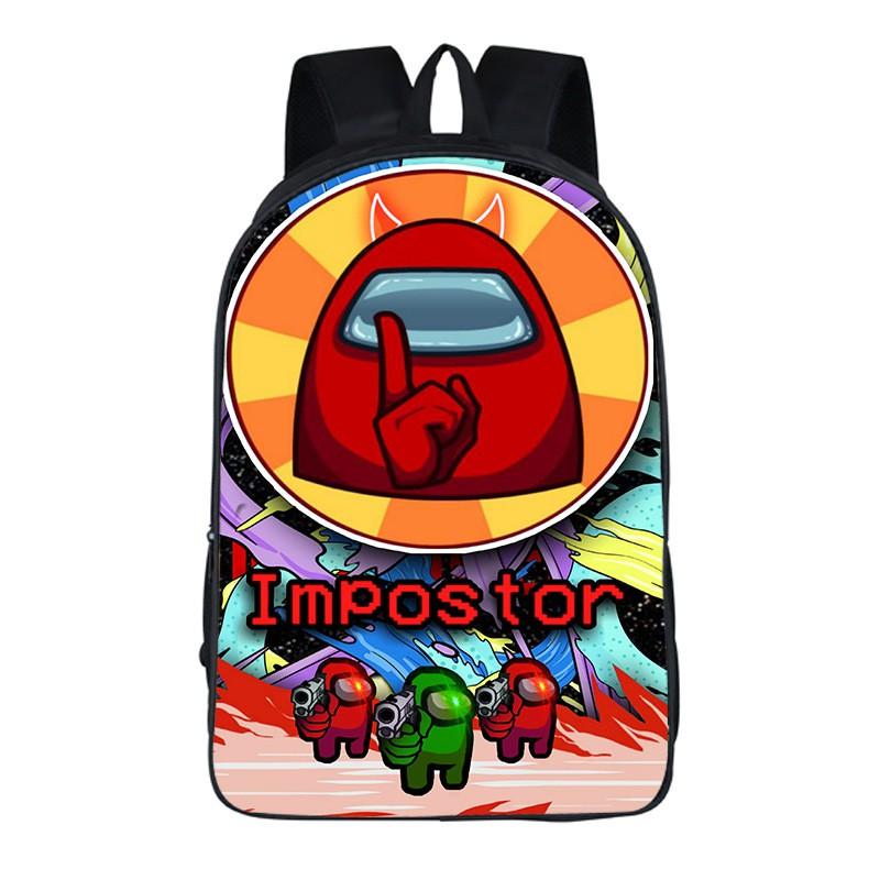 Among Us Kids Backpack Oxford Fabric School Bag Boys Girls 20L Capacity Dual Strap With Air Cushion Straps