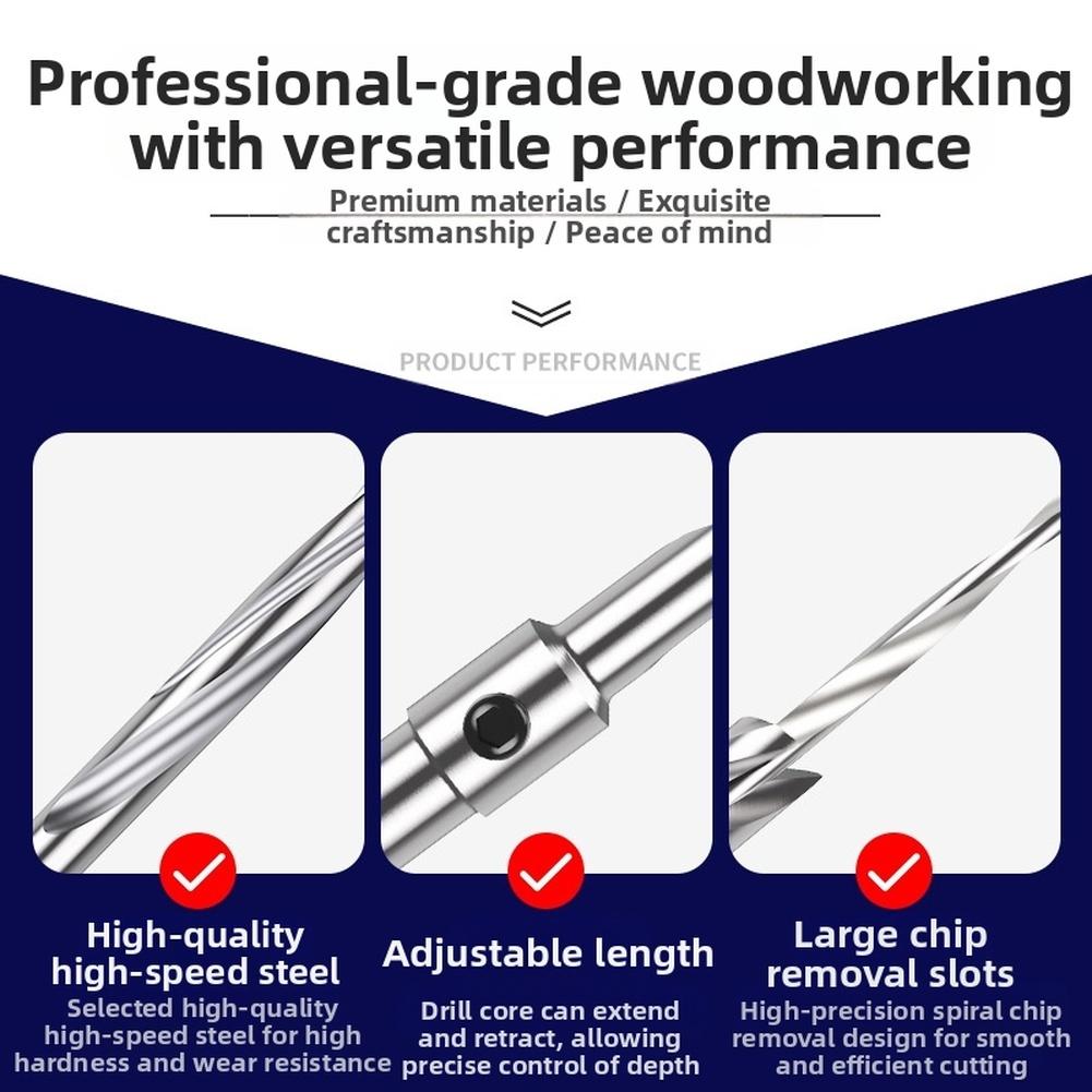 1pc Woodworking Step Drill Bit Two-stage Countersink Drill Spiral Flute For Screws HSS Hole Drilling Chip Removal Smooth Cutting