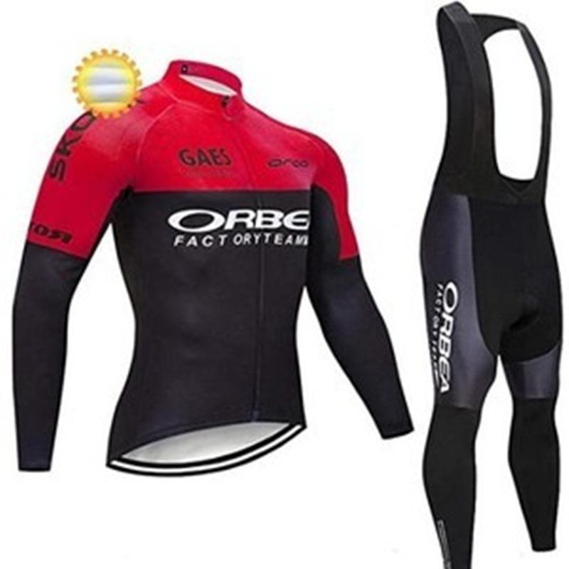 

2026 Winter Fleece Cycling Suit Set Tour De France Mountain Road Bike Fleece Long Sleeve Cycling Suit Set Strap Trousers XS