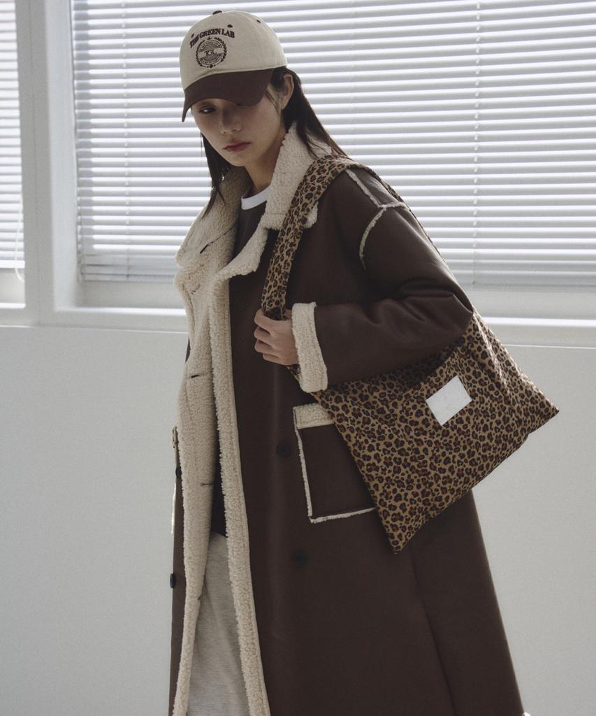 The Green Lab Leopard Suede Shoulder Bag [Camel]