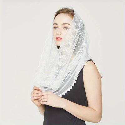 Kadın Şapel Peçeleri Bayan Mantilla Sonsuzluk Peçesi Latin Ayini Yumuşak İşlemeli Dantel Baş Örtüsü Eşarp Gelin için