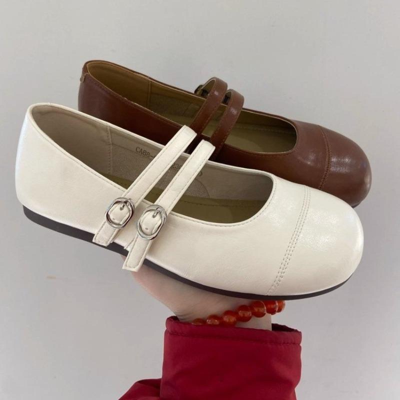 Fashion New Round Toe Shoes for Women Gothic White Mary Jane Flats Ladies Summer Footwear Moccasins Black Luxury Style Zapatos Mujer