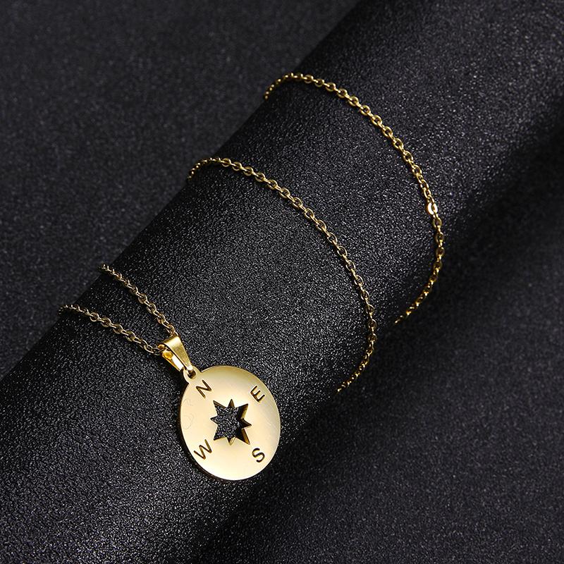 Cazador Round Compass Pendant Necklace Gold Color Stainless Steel Necklaces for Women Men Jewelry 2026 Birthday Gift Wholesale