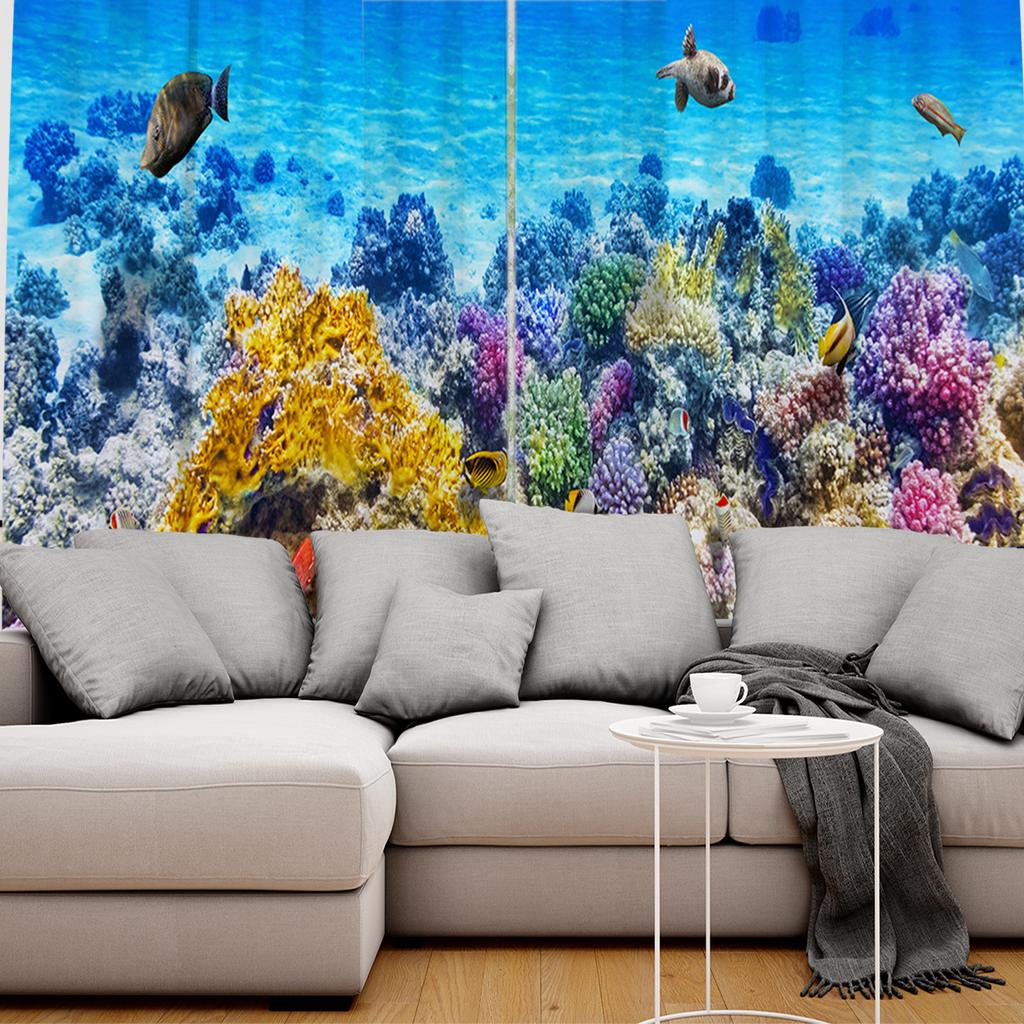 Coral Bottom Fish Underwater  Window Curtains Curtains for Living Room Decorative Items Living Room