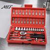Metric Socket Kit Professional Wrench Set, Cr-V Steel Alloy Ratchet/Hex Multi-Bit Tool Home Maintenance Tools with Portable Storage Case for