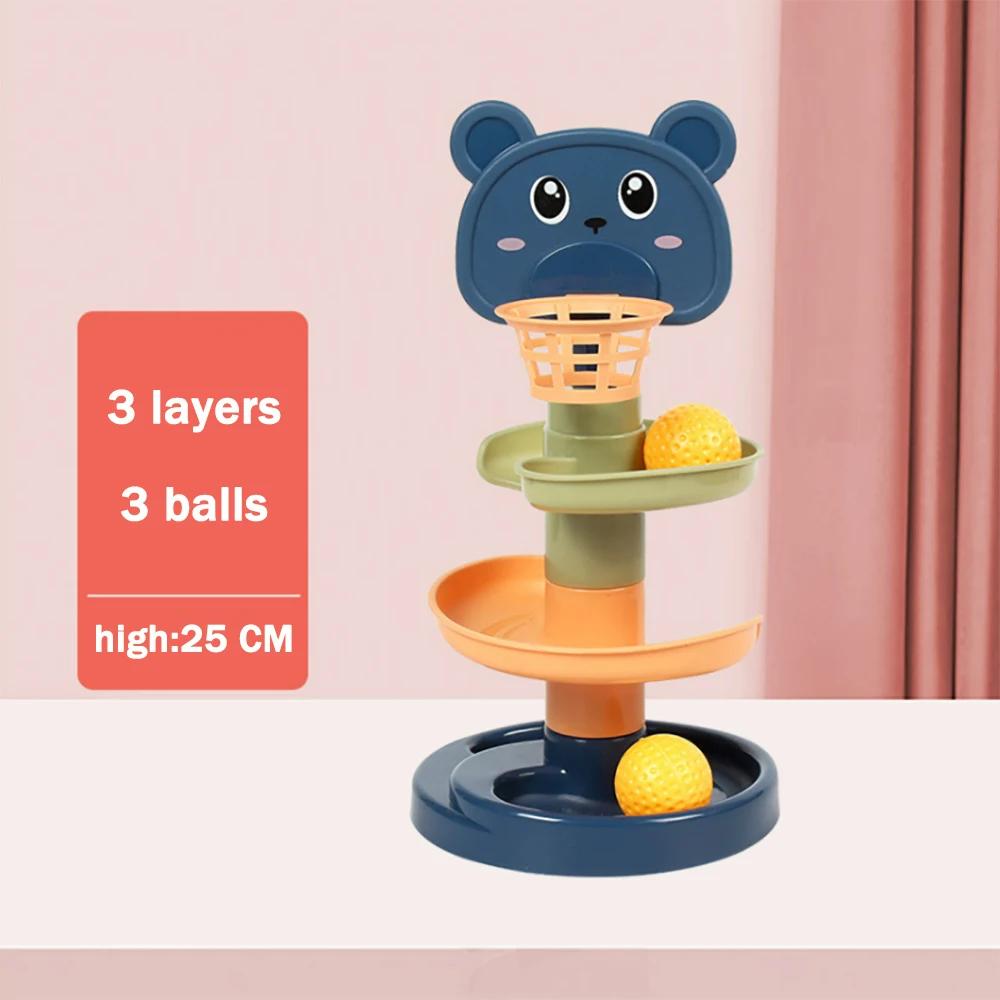 Baby Gift Stacking Toy ForChildren Baby Toys Rolling Ball Pile Tower Early Educational Toy For Babies Rotating Track Educational