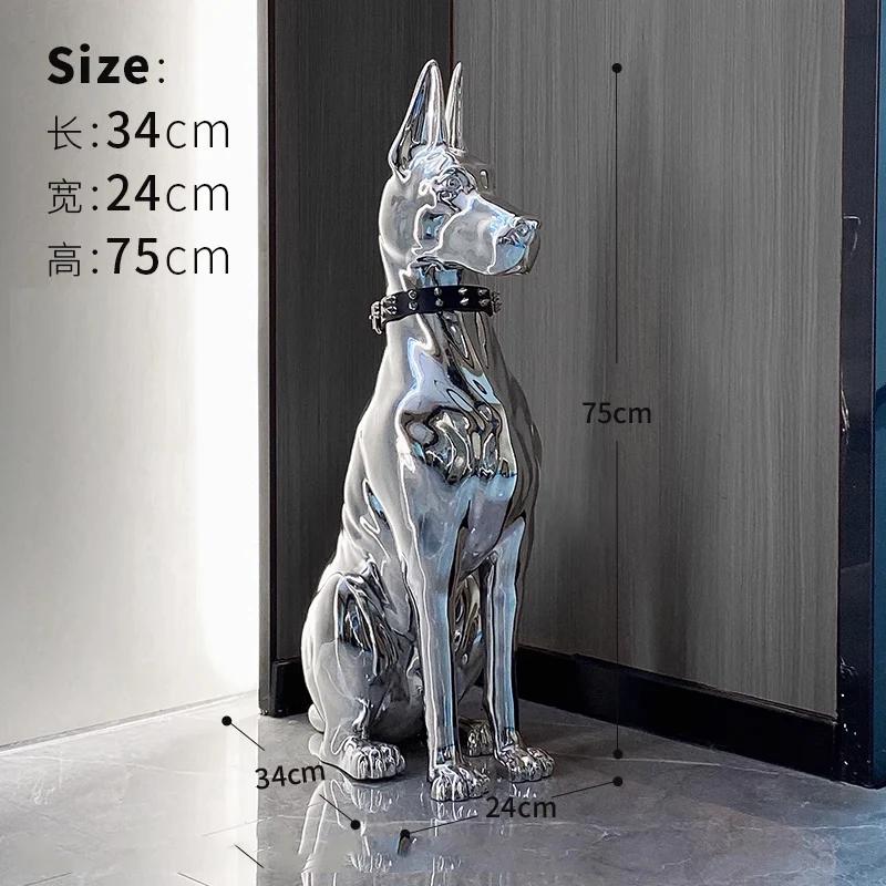 large sculpture Decoration Electroplating resin Dog floor mounted Statues Porch TV Cabinet Living Room Ornaments Figurines Home