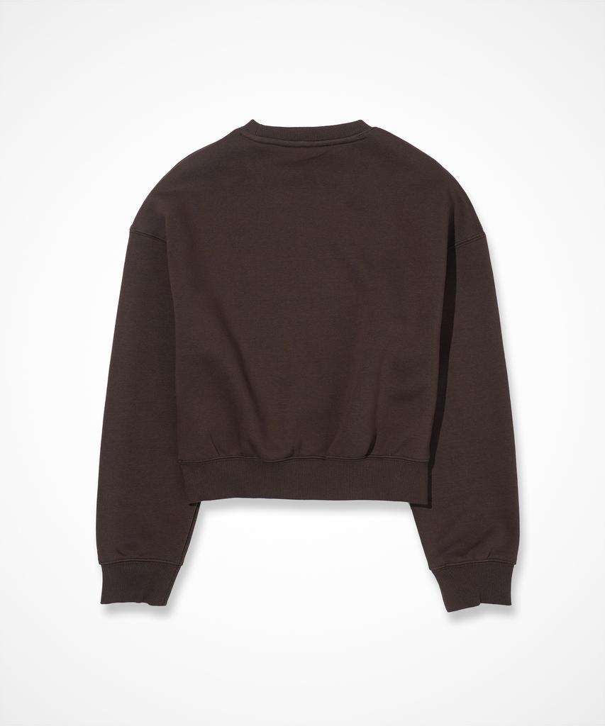 210EDIT Women'S Crop Vintage Logo Fleece-Lined Sweatshirt [Ash Brown]_Ze4Ts070