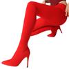 Elastic Thigh High Boots 2025 Trend Pants Jumpsuit Stretch Flock Long Boot Very High Heels Cool Party Dance Nightclub Shoes