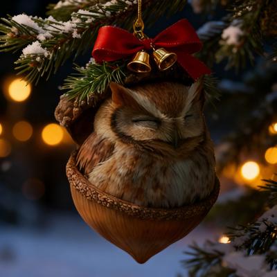 2D Forest Animal Acorn Ornaments Cozy Pine Cone Animal Christmas Ornaments Woodland Creature Acrylic Hanging Decoration for Home Party Decor