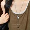 Tiger's eye stone flower love pull necklace women's high sense niche long sweater chain daily versatile retro accessories