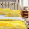 Housse de couette taie d'oreiller 3 pièces Literie Jaune Polygone Géométrique Abstrait Style Décoratif Motif,Lavable,Durable
