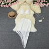 Vacation Style Suit Women's Stylish Bikini Halterneck Vest All-Matching Tassel Skirt Knitted Two-Piece
